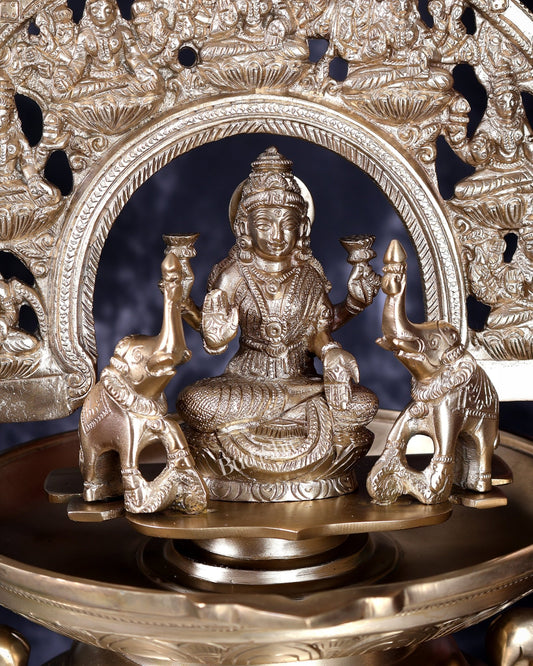 Premium Bronze Ashtalakshmi Hanging Lamp Diya Vilakku – Traditional Temple Deepam with Chain - Budhshiv.com