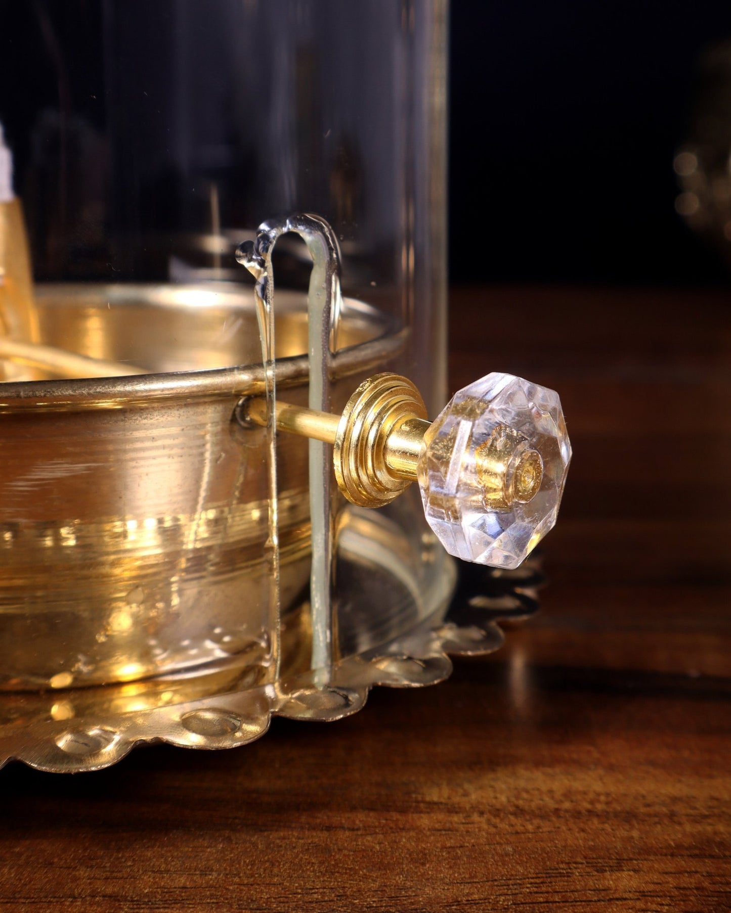 Pure Brass Akhand Diya with Glass Cover & Adjustable Baati - Budhshiv.com