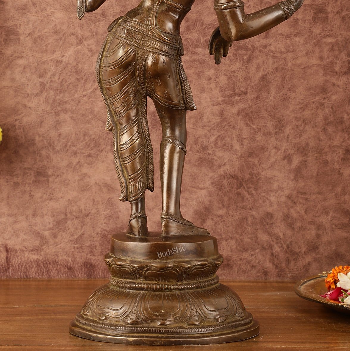 Pure Brass Ardhanarishwara Half Shiva Half Parvati Vintage Sculpture - 16.5" - Budhshiv.com