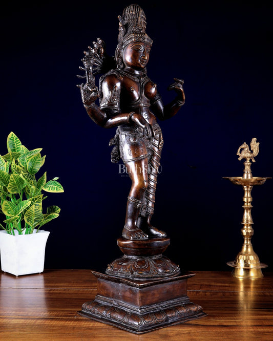 Pure Brass Ardhanarishwara Sculpture 21 " - Budhshiv.com