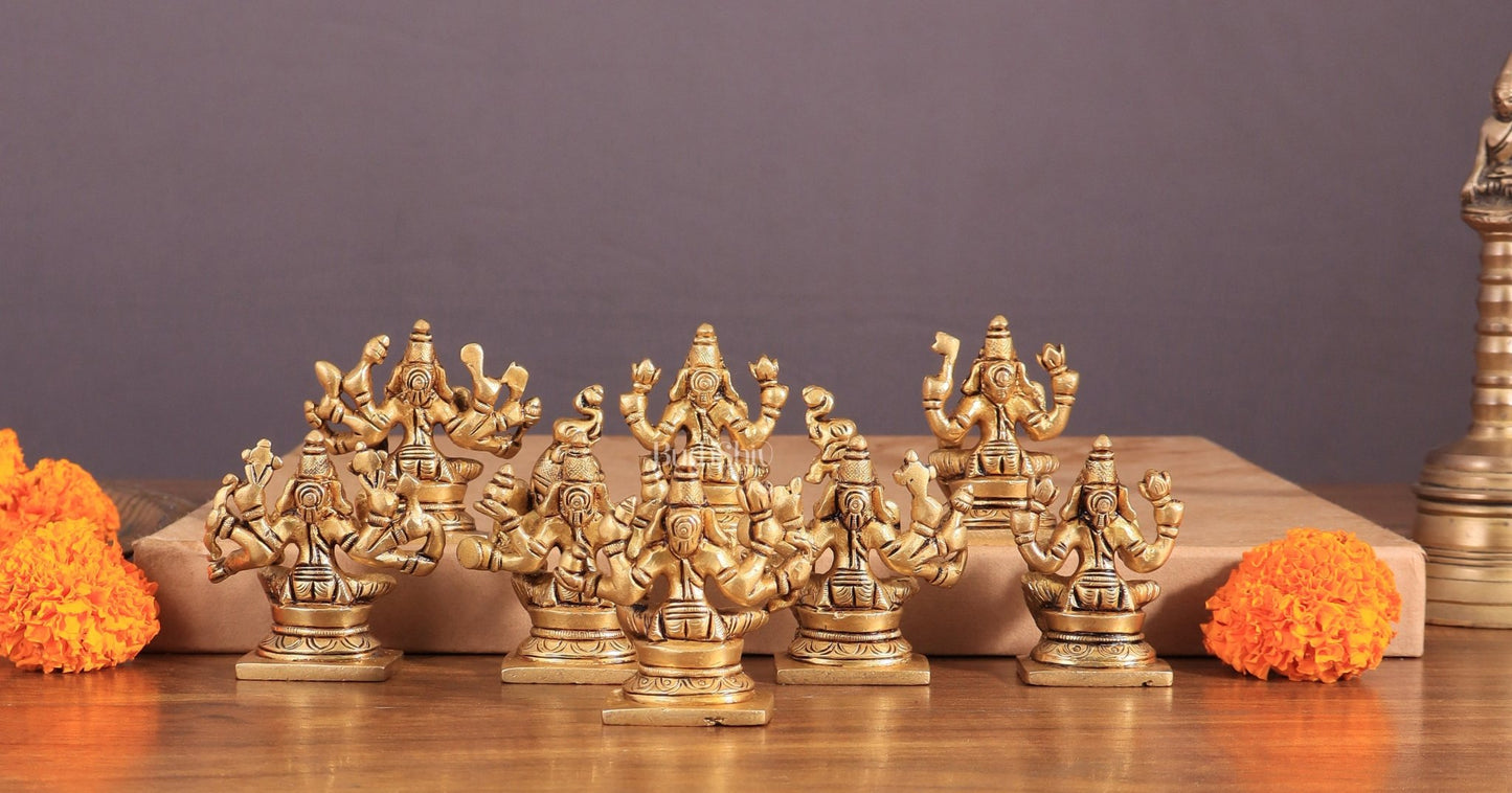 Pure Brass Ashtalakshmi Superfine Idols 2.5" - Budhshiv.com