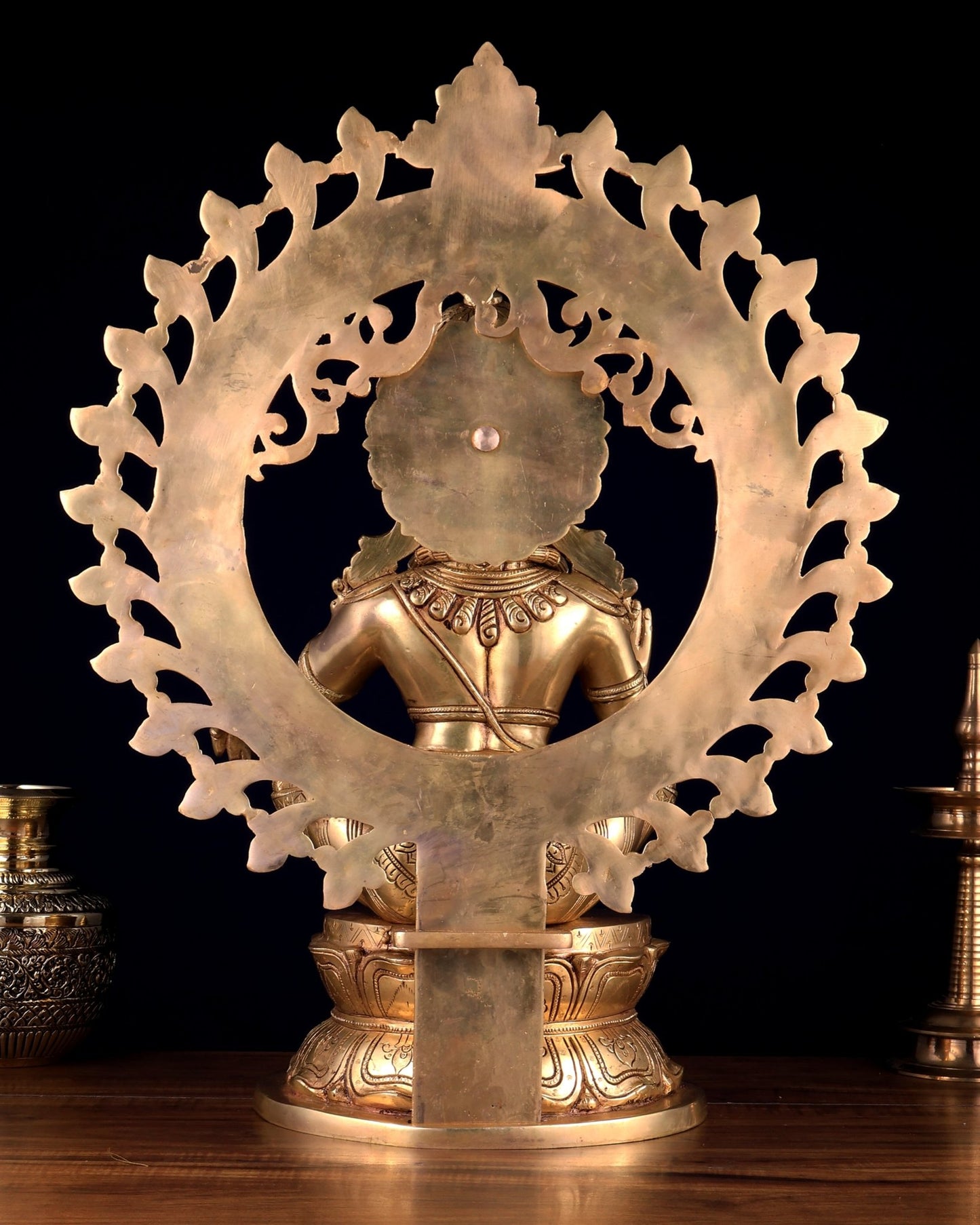 Pure Brass Ayyappa Swamy Statue with Prabhavali 23.5 inch - Budhshiv.com