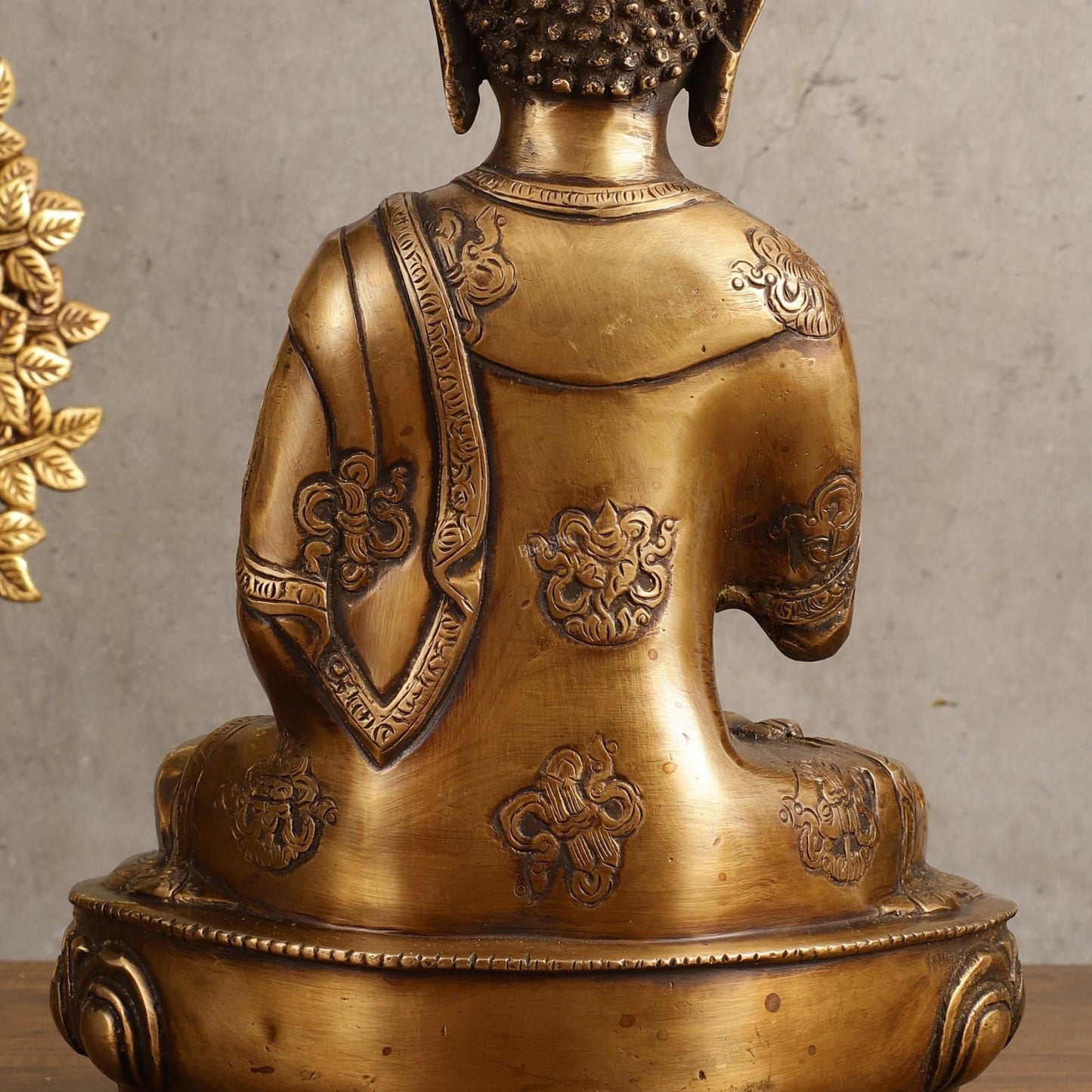 Pure Brass Blessing Buddha Statue - Unique Design, 12.5" Height - Budhshiv.com
