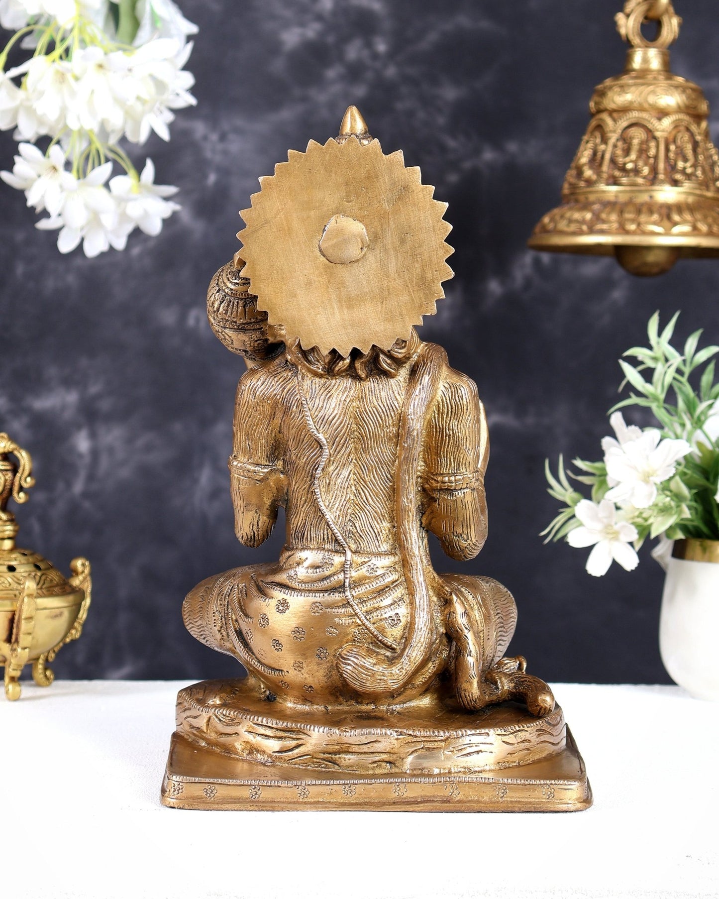 Pure Brass Blessing Hanuman Statue 11.5" - Budhshiv.com