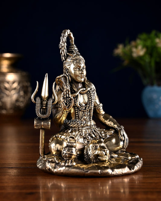 Pure Brass Blessing Lord Shiva Idol 4.5" - Budhshiv.com