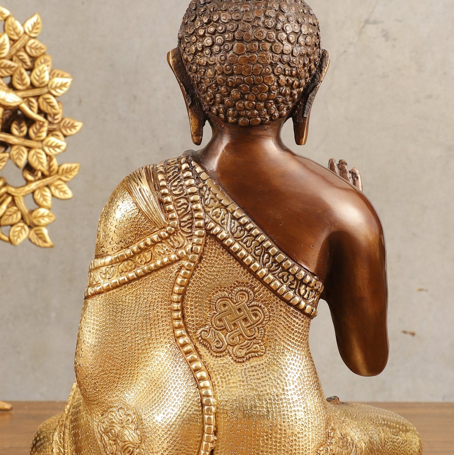 Pure Brass Buddha Dual Tone Sculpture - 11" Height - Budhshiv.com