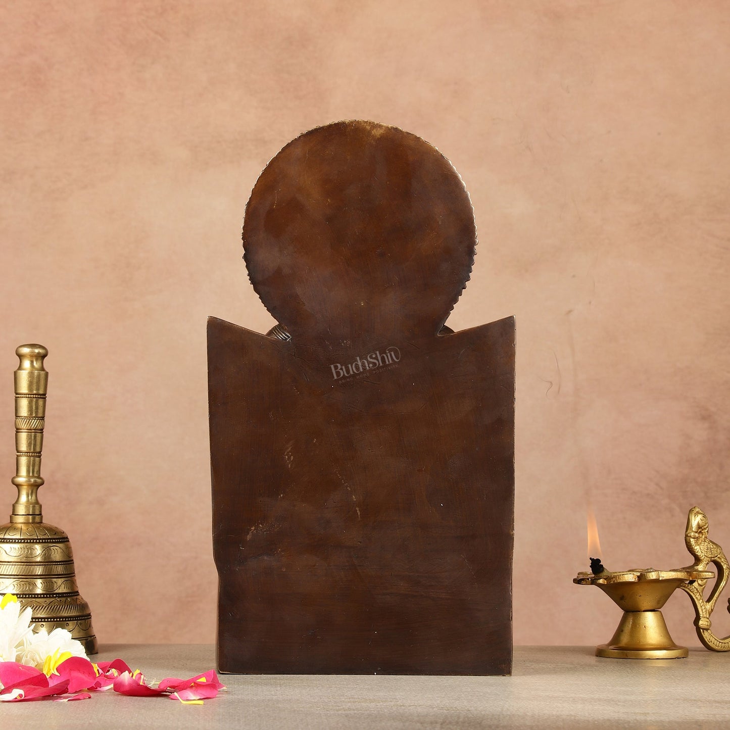 Pure Brass Buddha Statue Dharmachakra | 11" Height - Budhshiv.com