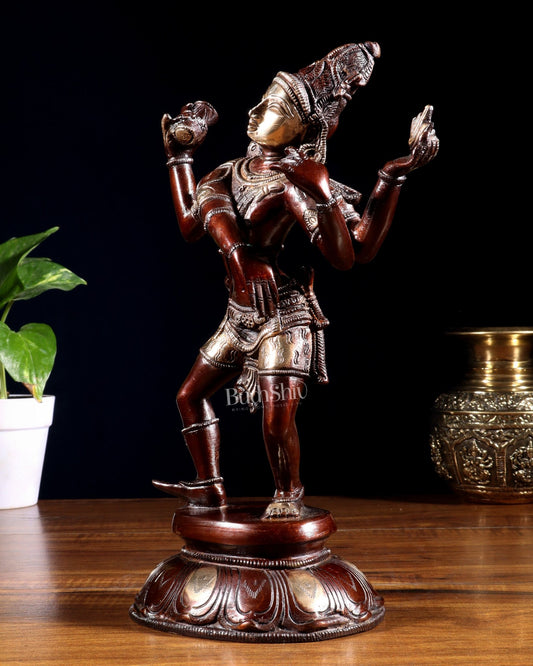 Pure Brass Dancing Shiva Statue - 11 - Inch - Budhshiv.com