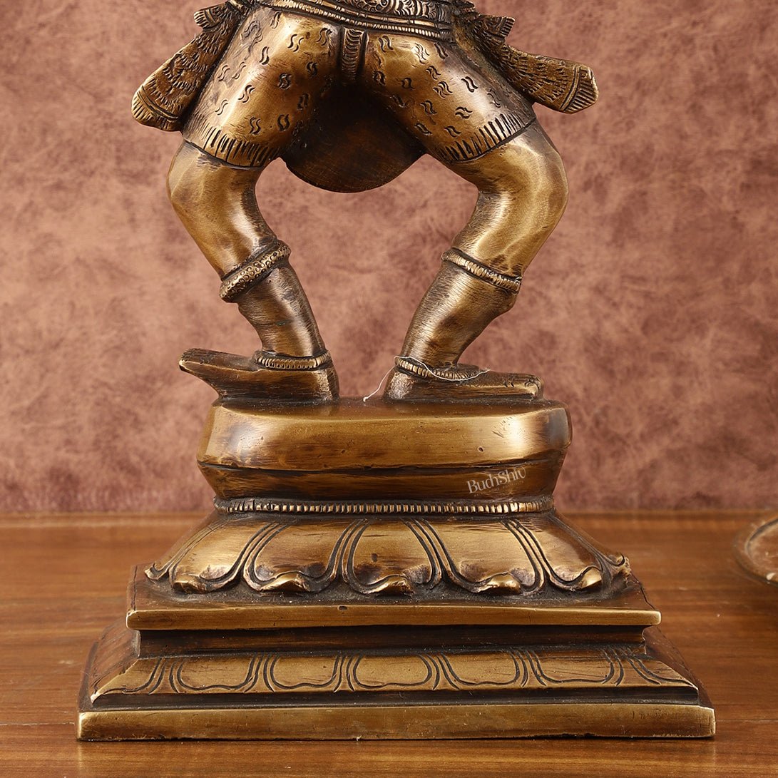 Pure Brass Dancing Shiva with Four Arms Statue - 14" - Budhshiv.com