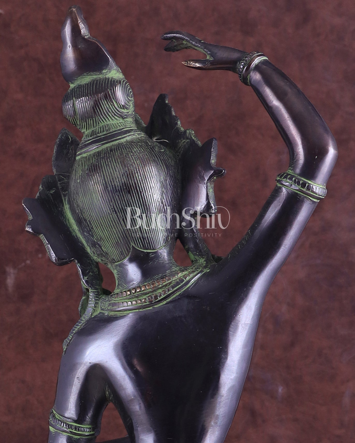 Pure Brass Dancing Tara Devi Maya Buddhist Sculpture - 20" Tall black green tone - Budhshiv.com