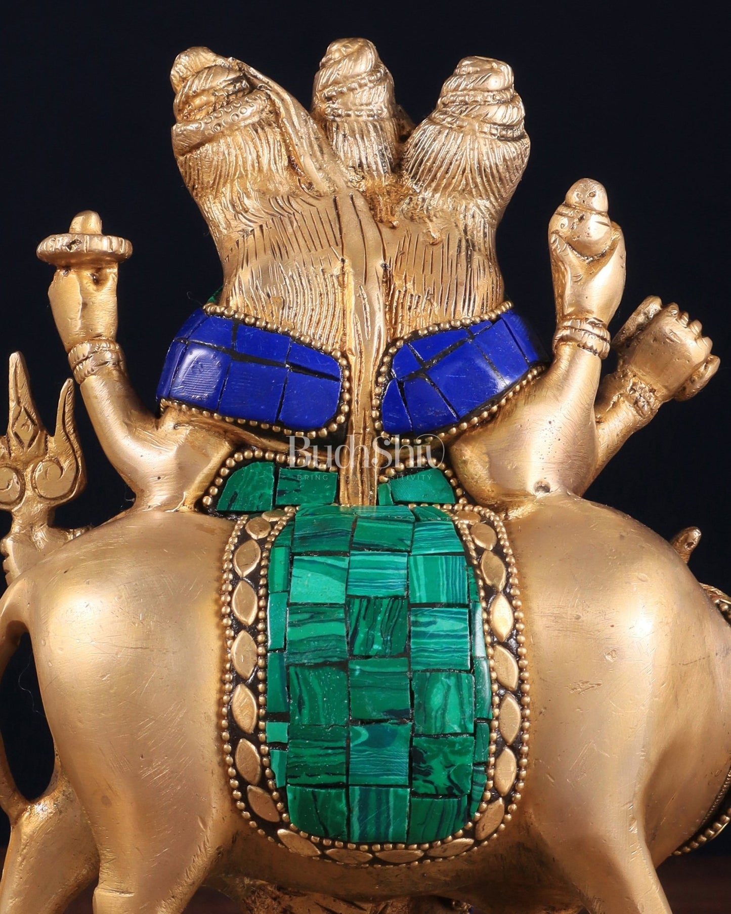 Pure Brass Dattatreya guru with a cow and four dogs idol - Budhshiv.com