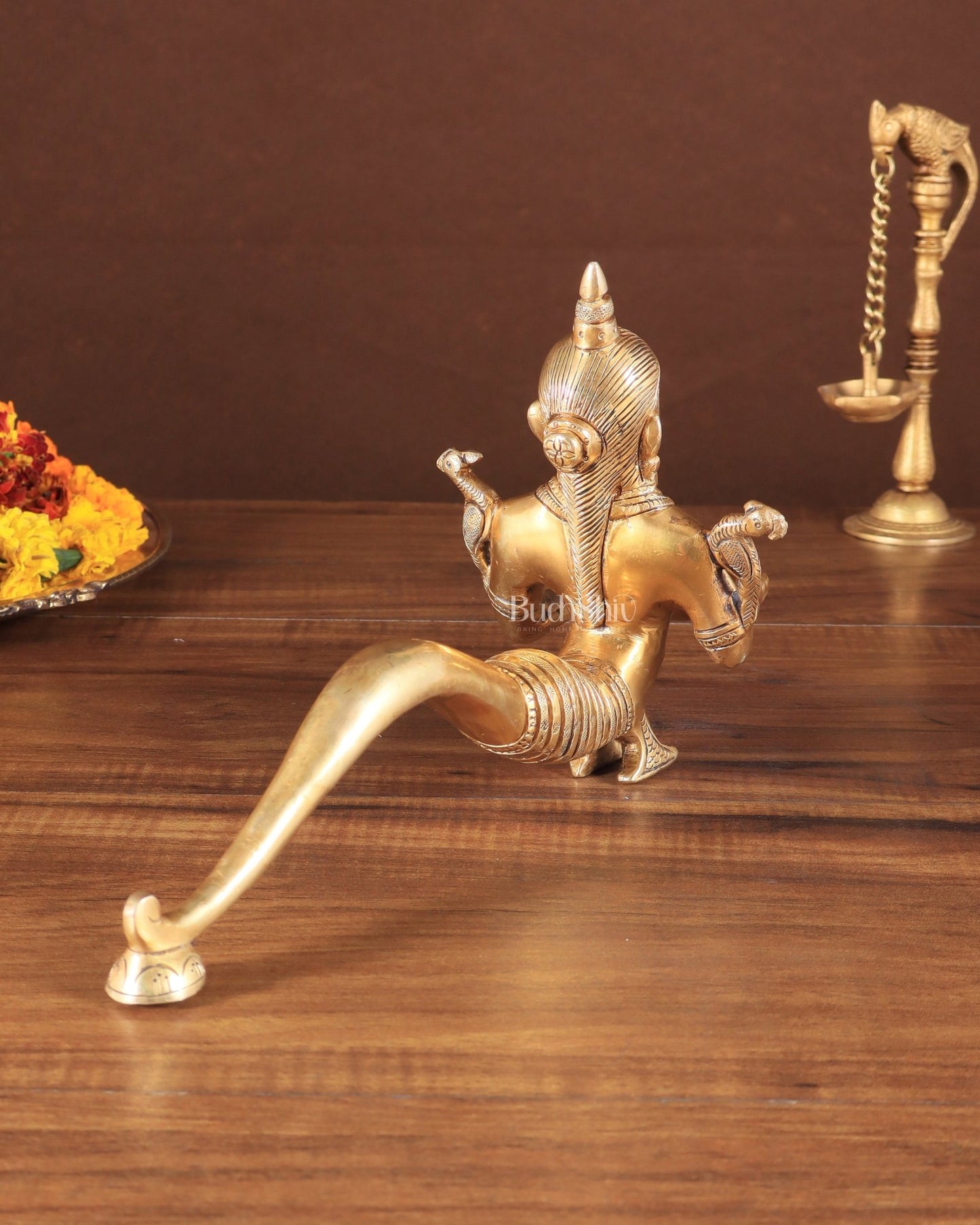 Pure Brass Deep Kanya Aarti Diya – Divine Ritual Lamp, 7" - Budhshiv.com