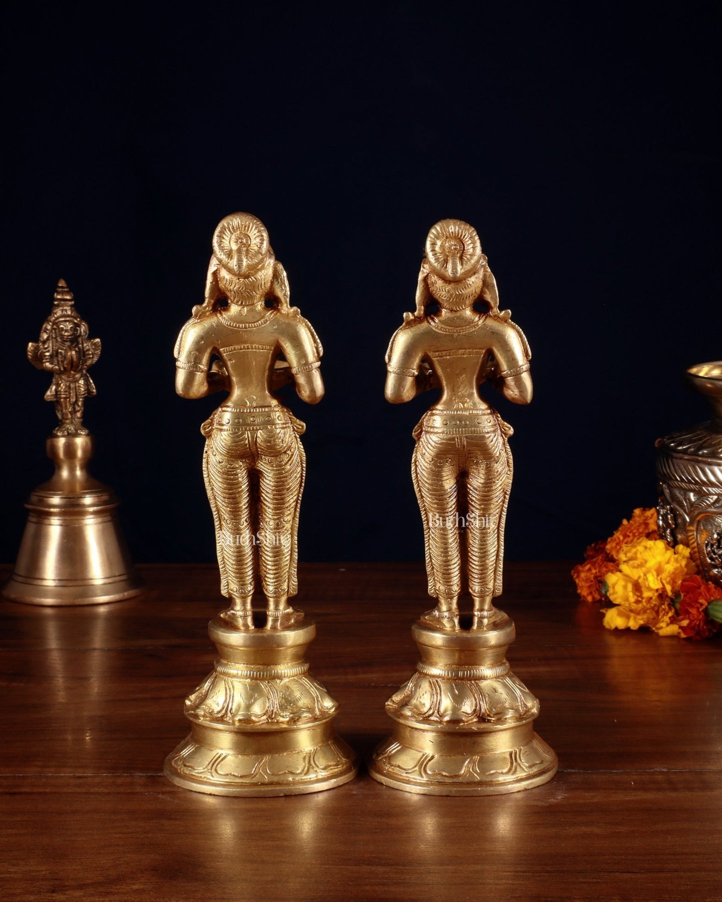 Pure Brass Deep Lady Pair (Pavai Vilakku) – 8” - Budhshiv.com