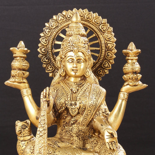 Pure Brass Dhan Lakshmi Idol - 11 inch height - Budhshiv.com