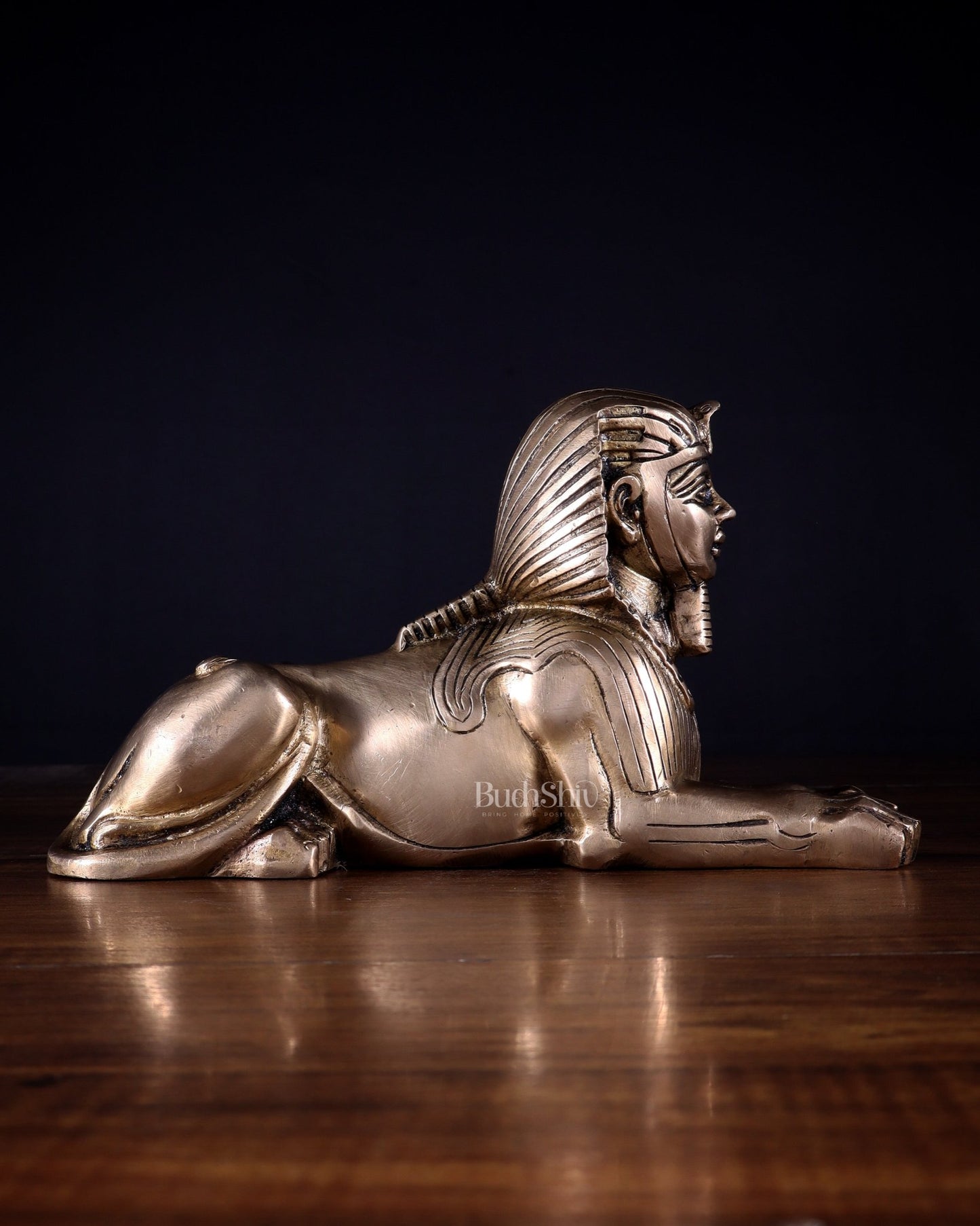 Pure Brass Egyptian Sphinx of Giza Statue – Handcrafted Decorative Piece 8" - Budhshiv.com