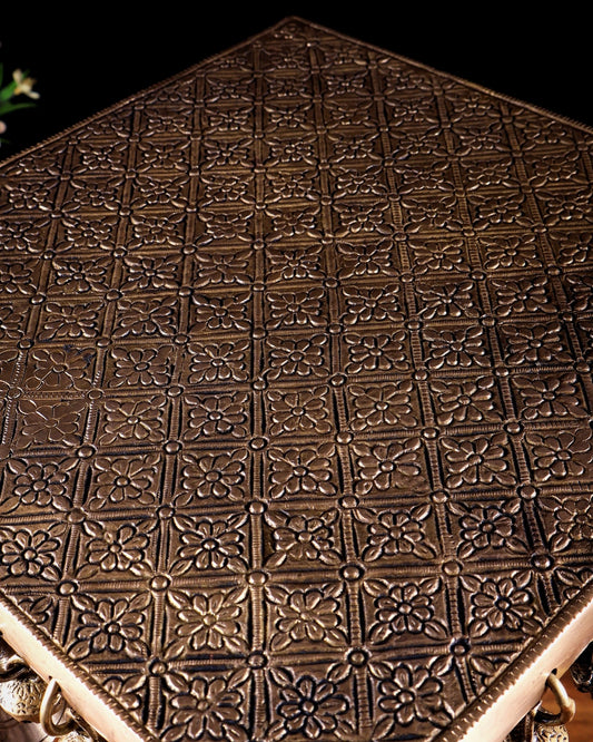 Pure Brass Elephant - Legged square Chowki Stool for Pooja Rooms 12 inch - Budhshiv.com