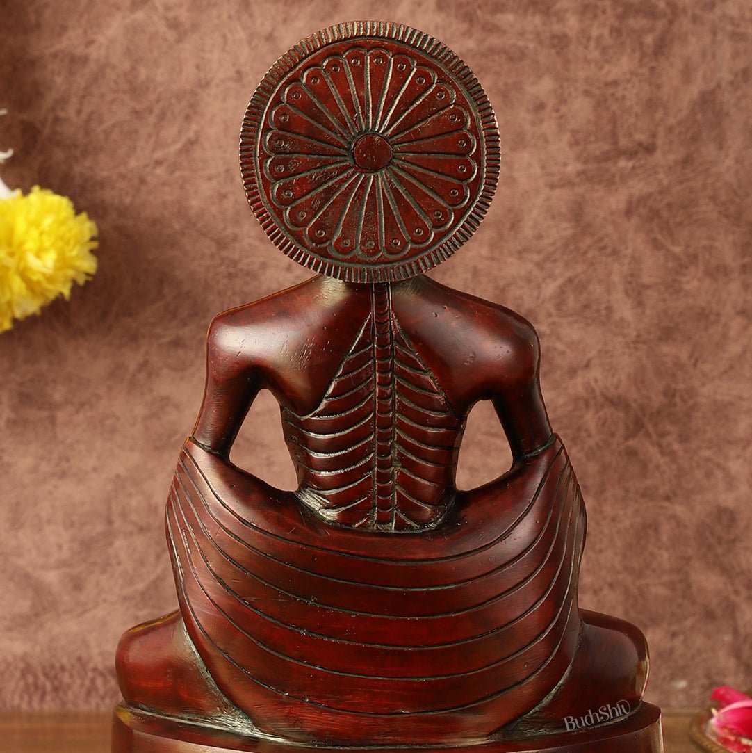 Pure Brass Fasting/Hungry Buddha in Meditation Sculpture - 9" Tall - Budhshiv.com
