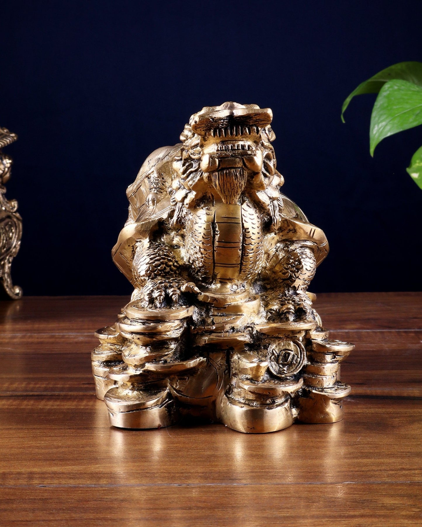 Pure Brass Feng Shui Dragon Tortoise Money Bank 8.5" - Budhshiv.com