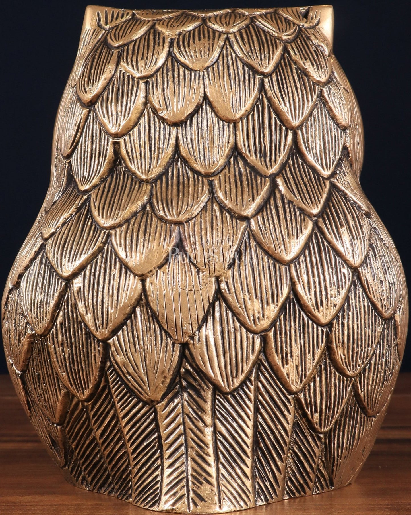 Pure Brass Finely Carved Large Owl Statue – 7" x 6" x 5" | Feng Shui & Vastu Approved - Budhshiv.com