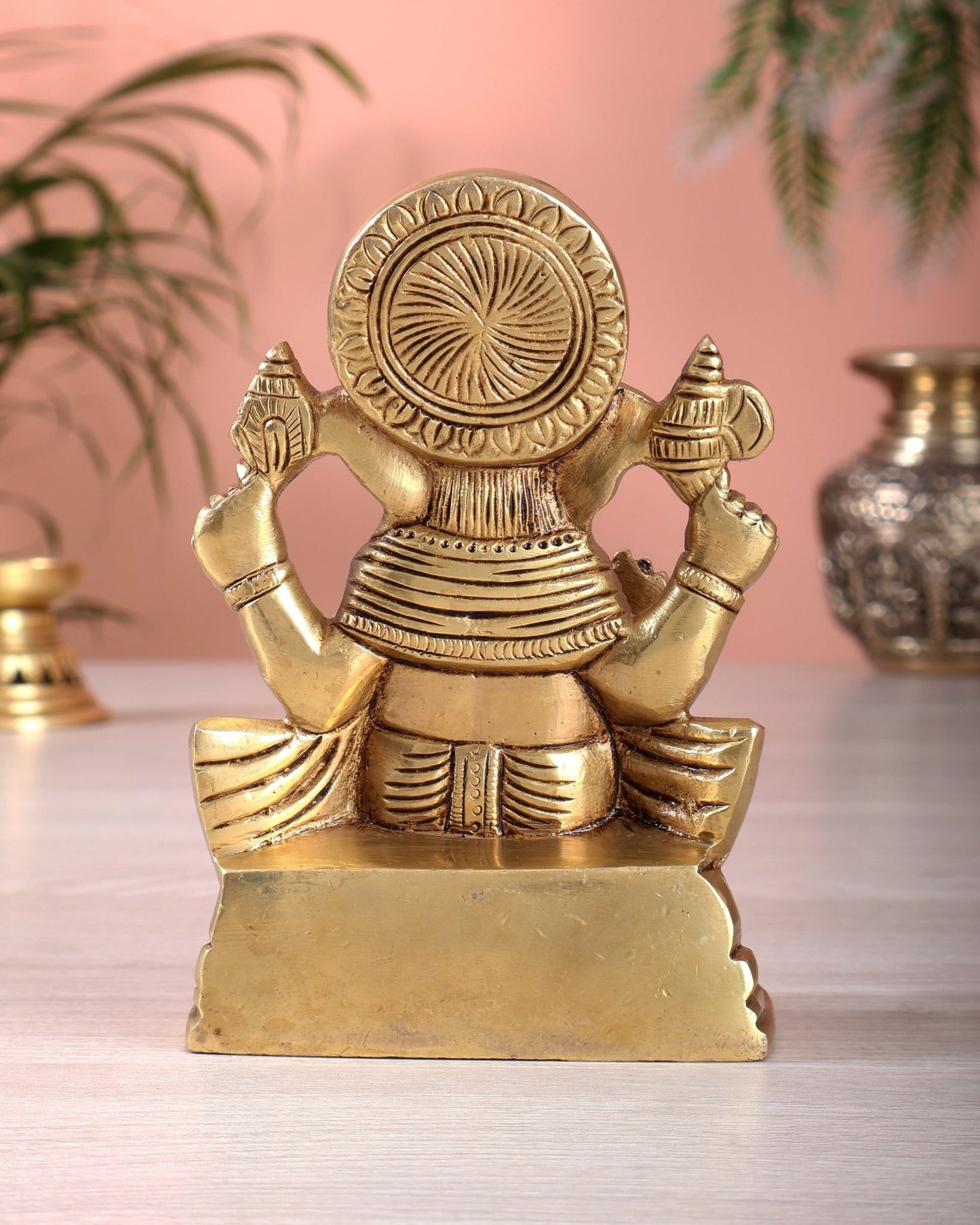 Pure Brass Ganesha Idol – Superfine Carvings 6" - Budhshiv.com