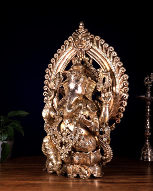 Pure Brass Ganesha large Idol 26 inch - Budhshiv.com