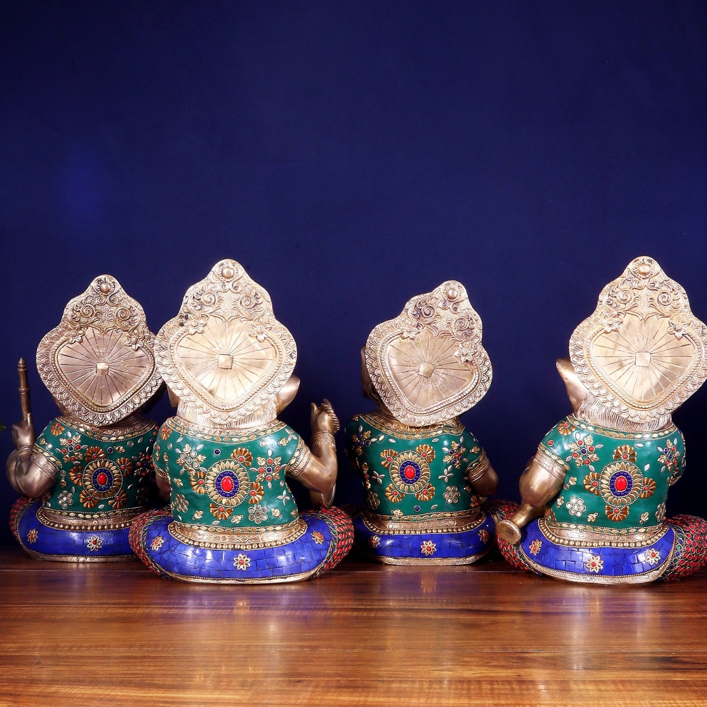 Pure Brass Ganesha Musical Set of Four 12.5 inch - Budhshiv.com