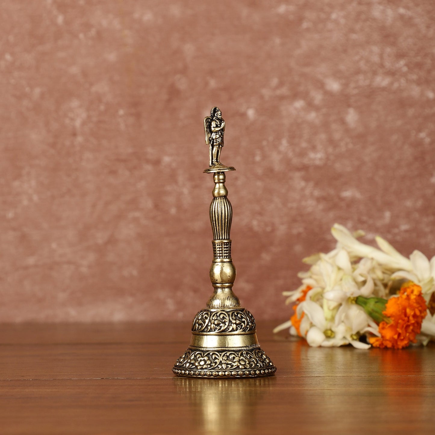 Pure Brass Garuda Hand Bell - 4.5" Tall - Budhshiv.com