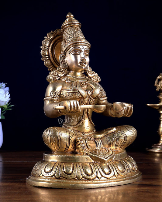 Pure Brass Goddess Annapurna – Large Idol 10.5" - Budhshiv.com