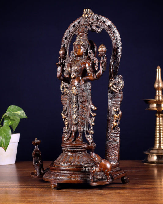 Pure Brass Goddess gaja Lakshmi Statue with Elephants 16" - Budhshiv.com