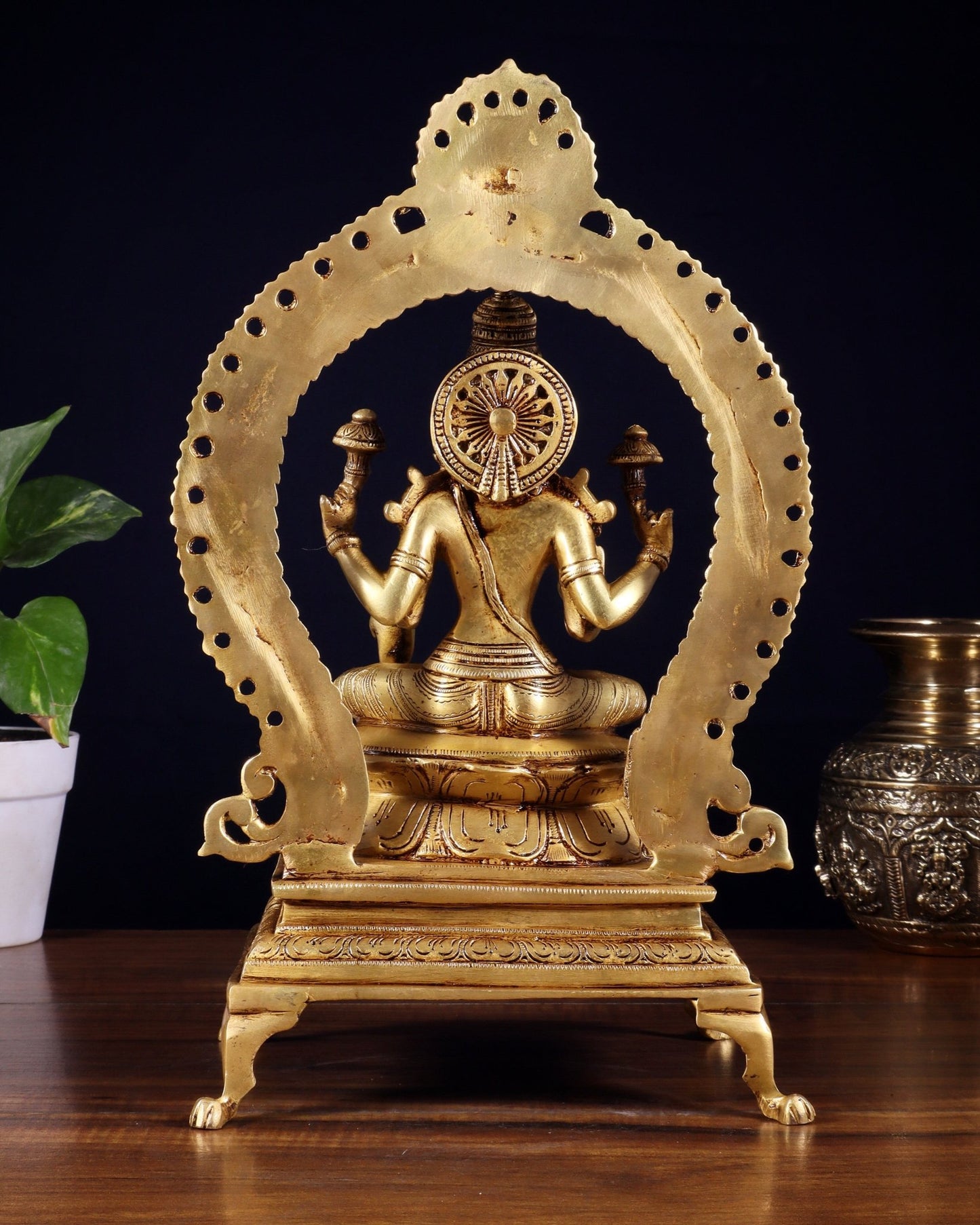 Pure Brass Goddess Lakshmi Idol with Prabhavali | 13 Inch - Budhshiv.com