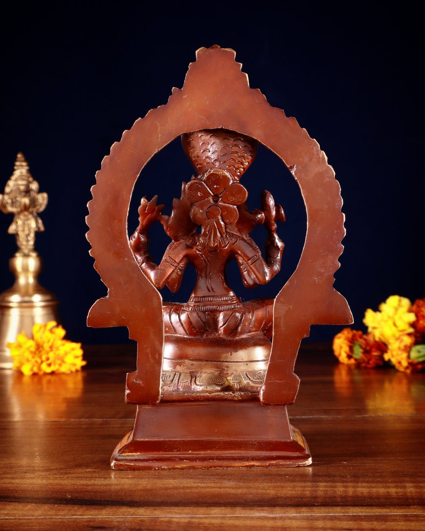 Pure Brass Goddess Mariamman Idol 6.75" dual tone - Budhshiv.com