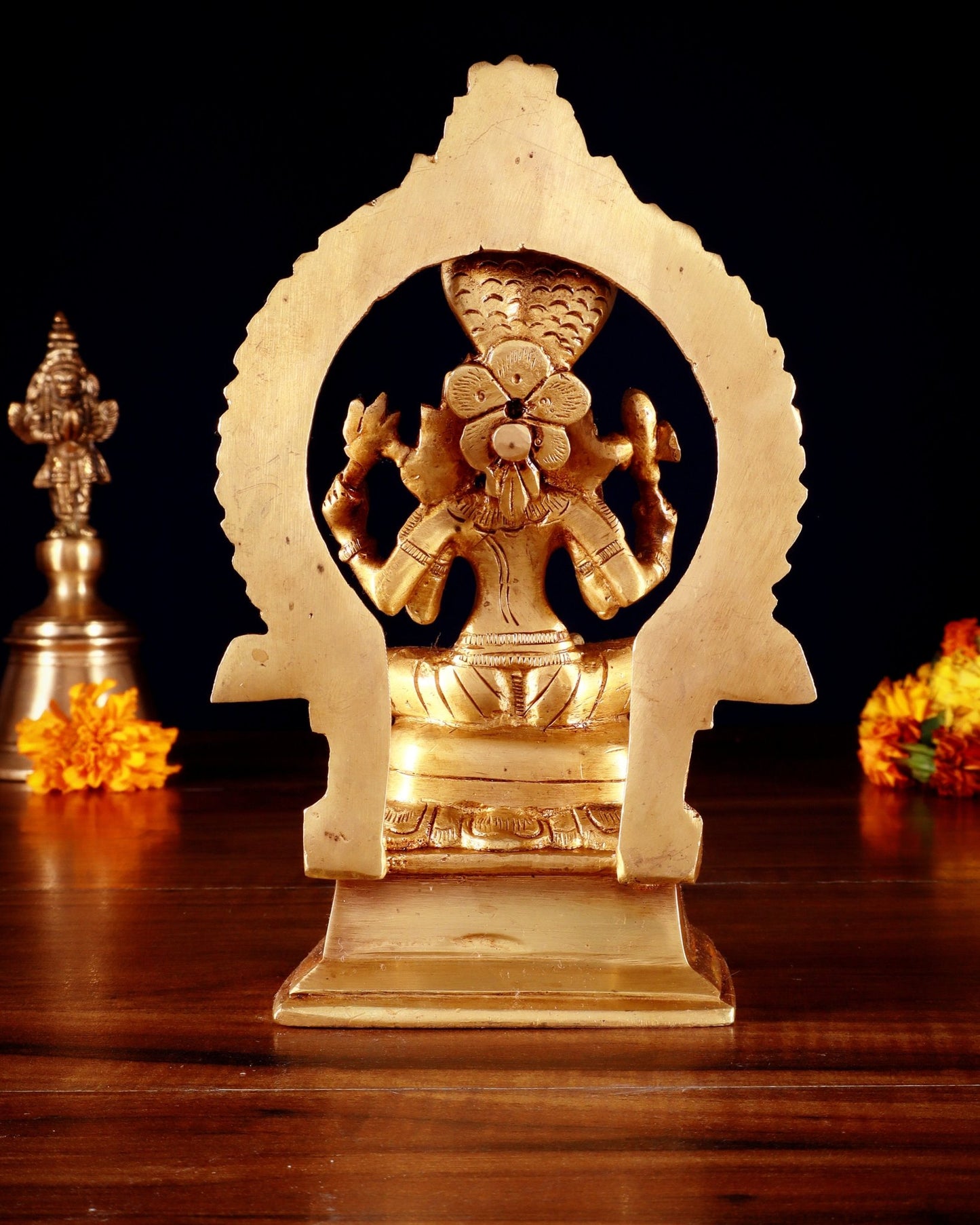 Pure Brass Goddess Mariamman Idol 6.75" - Budhshiv.com