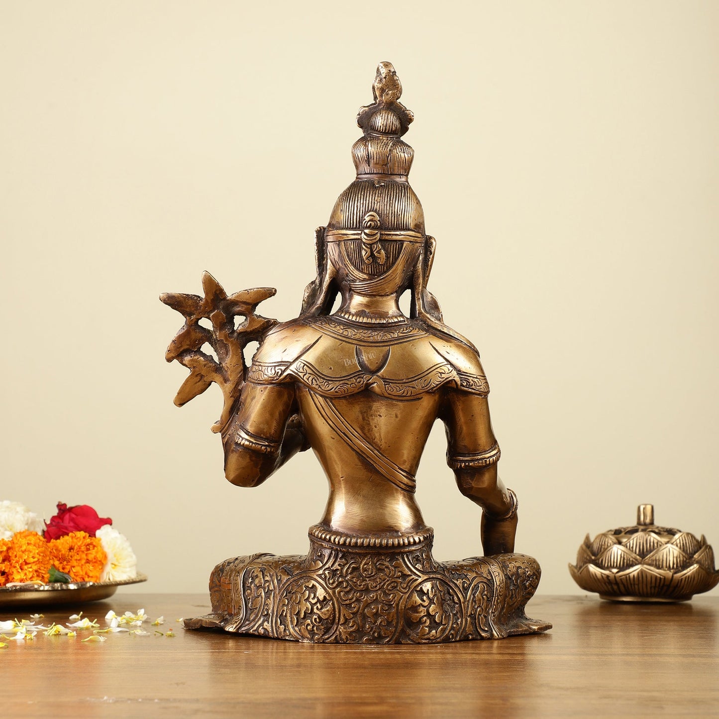Pure Brass Green Tara Devi Idol 10.5" - Budhshiv.com