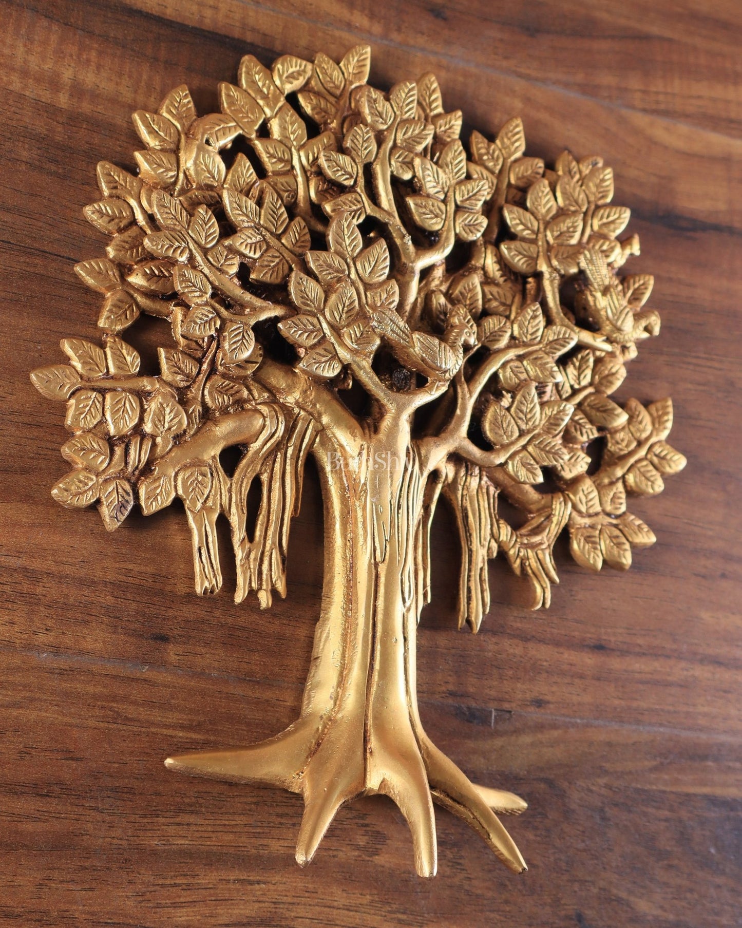 Pure Brass Handcrafted Kalpavriksha Tree Wall Hanging – Symbol of Prosperity 9" - Budhshiv.com