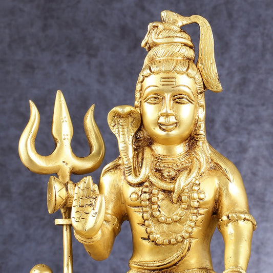 Pure Brass Handcrafted Lord Shiva Statue - 10.5" - Budhshiv.com