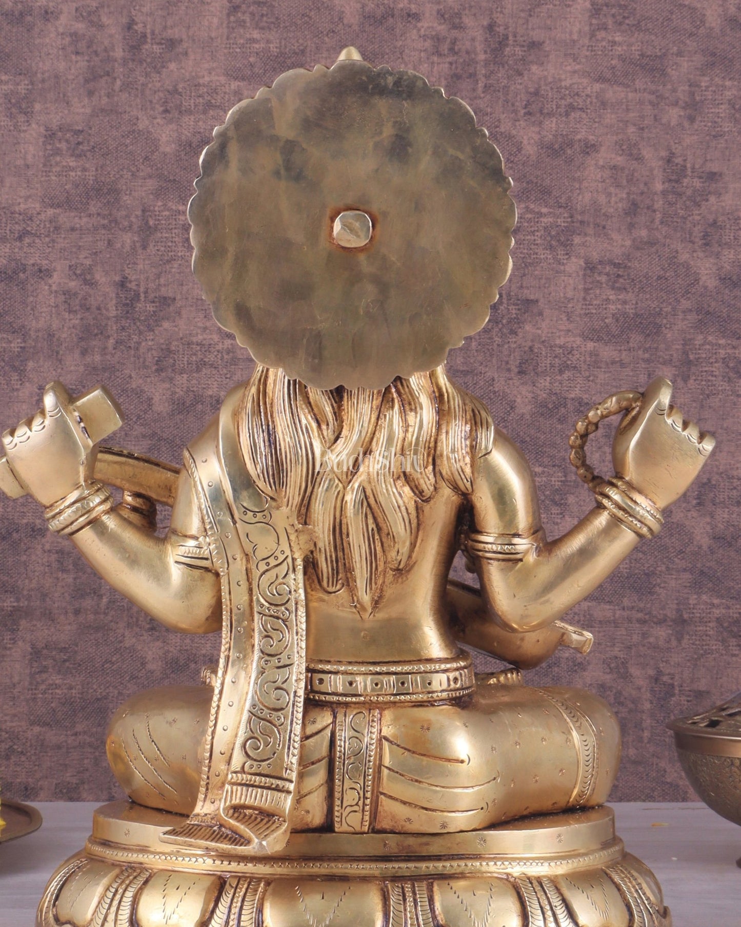 Pure Brass Handcrafted saraswati idol 13.5" - Budhshiv.com