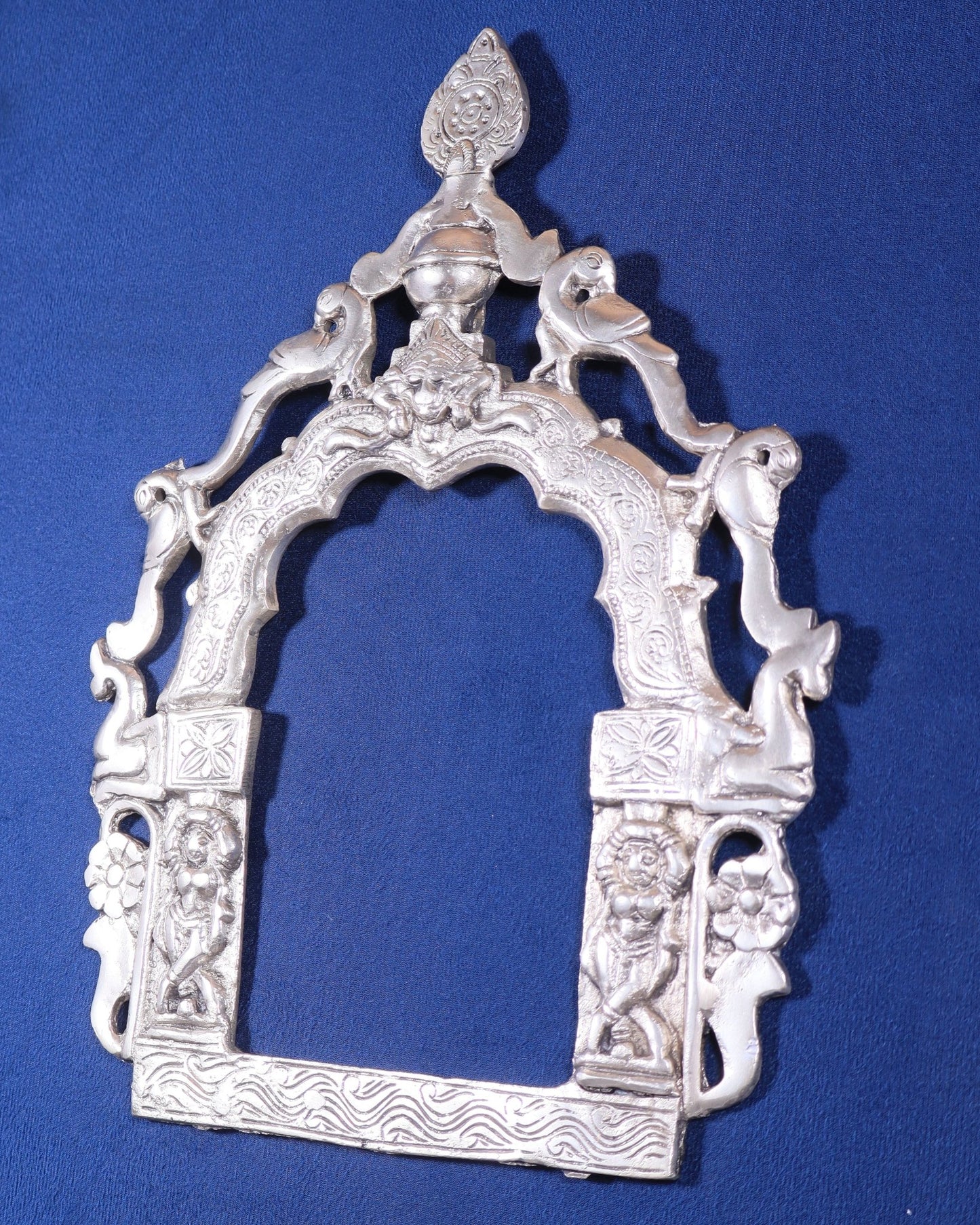 Pure Brass Handcrafted Silver - Plated Prabhavali – 13.5" x 10" | Elegant Wall Hanging - Budhshiv.com