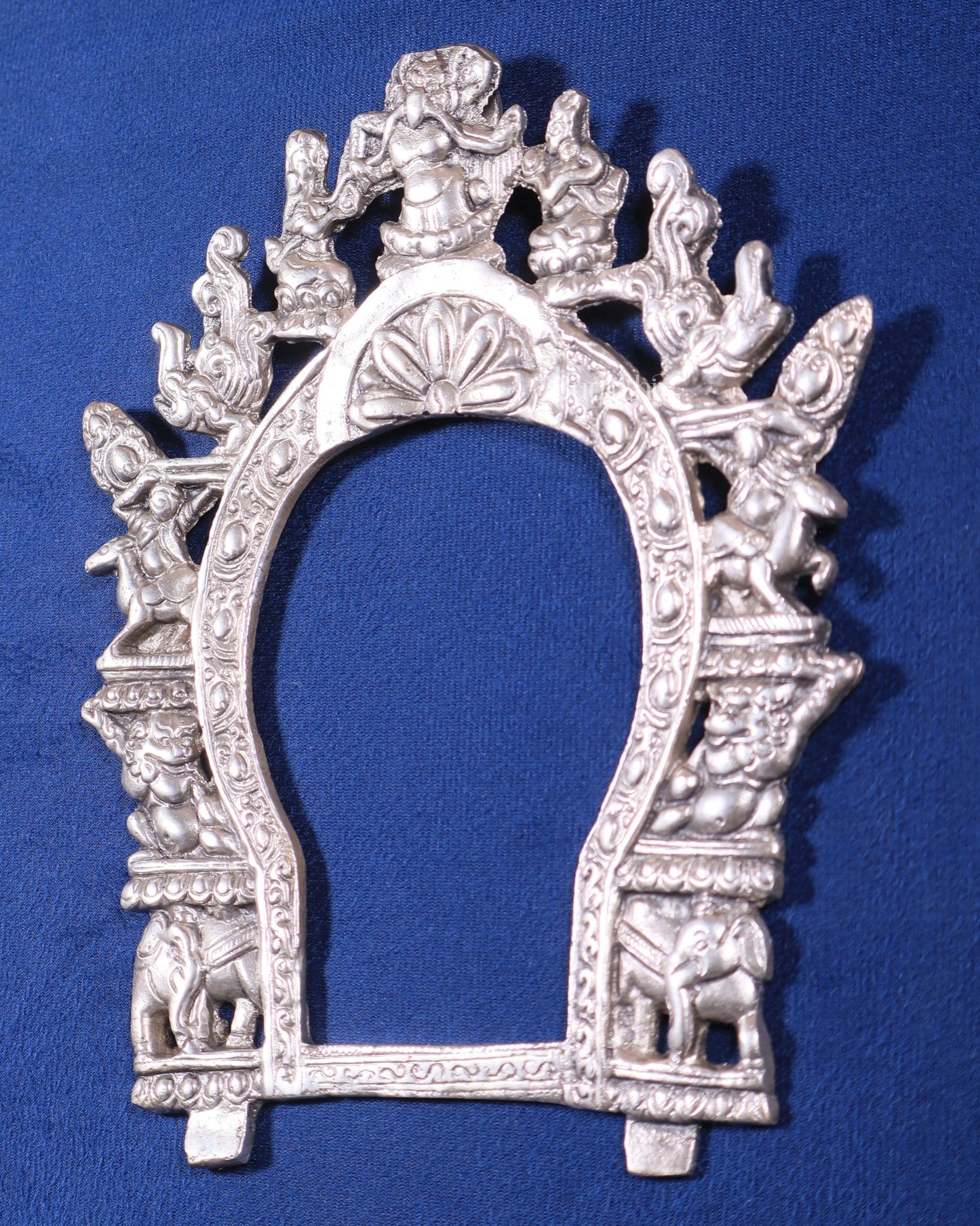 Pure Brass Handcrafted Silver - Plated Prabhavali wall hanging - Budhshiv.com