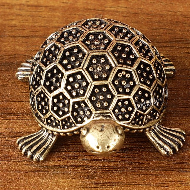 Pure Brass Handcrafted Vastu Feng Shui Tortoise Pair | Intricately Carved - Budhshiv.com