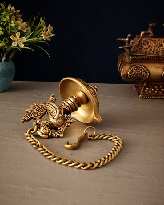 Pure Brass Hanging Annam Diya – Single Wick 18" - Budhshiv.com
