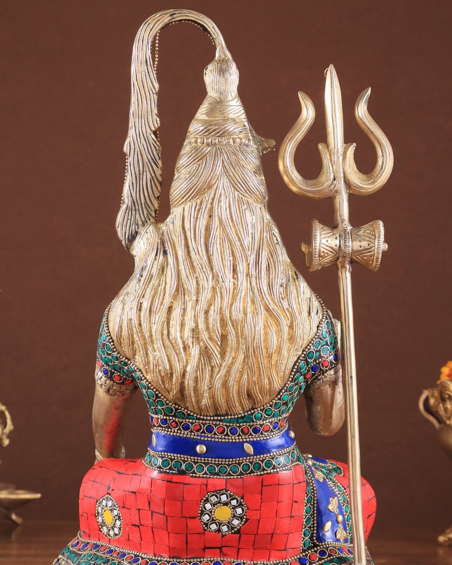 Pure Brass Highly Detailed Lord Shiva Statue | 14 Inch meenakari Stonework - Budhshiv.com