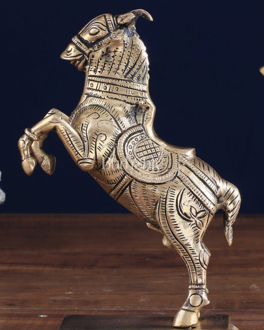 Pure Brass Horse with Front Legs Raised – Vastu Special Figurine 6" - Budhshiv.com