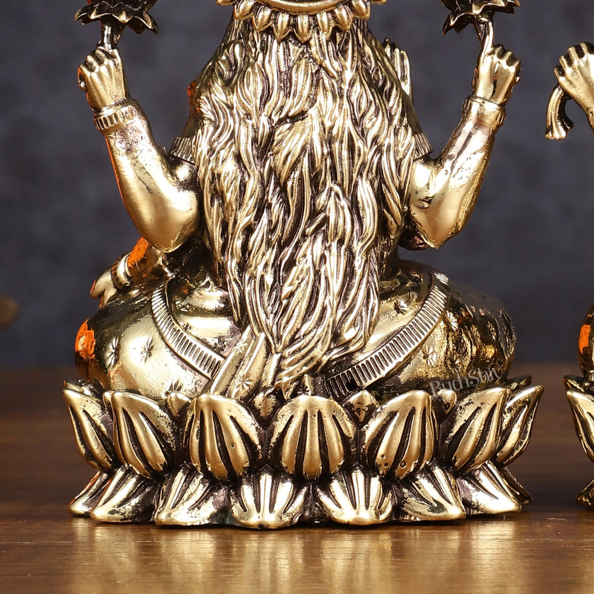 Pure Brass Intricate Ganesha Lakshmi Idols - Superfine Lightweight - 5 inch - Budhshiv.com