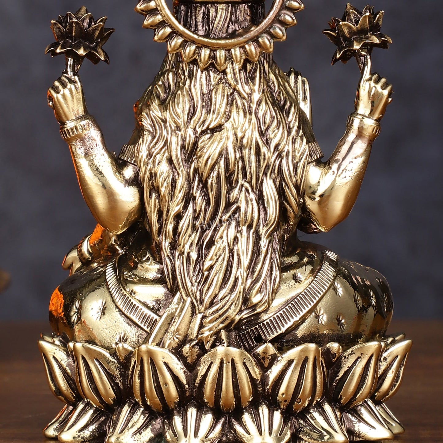 Pure Brass Intricate Lakshmi Idol - Superfine Lightweight 5" - Budhshiv.com