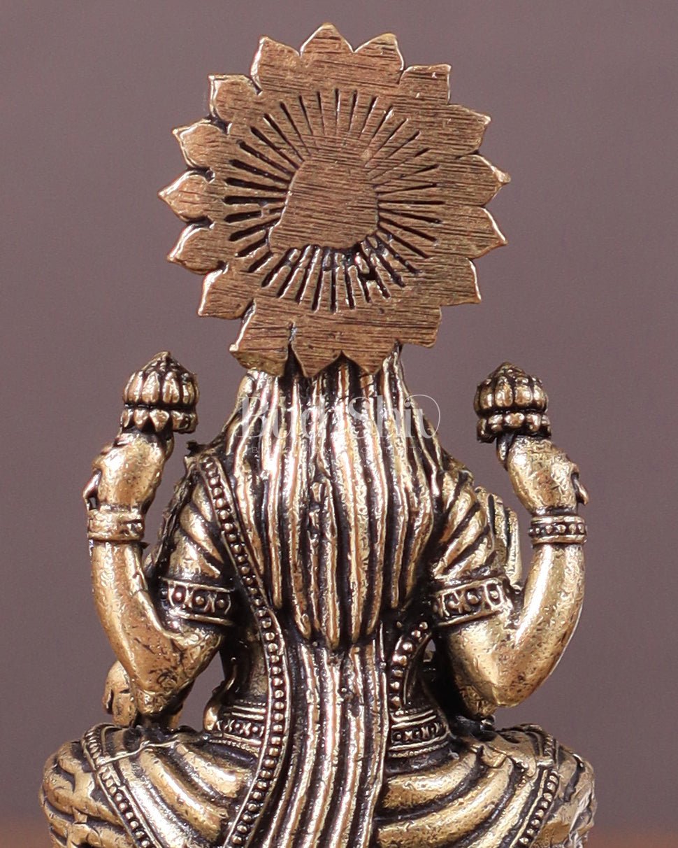 Pure Brass Intricate Superfine Lakshmi Idol 3" - Budhshiv.com