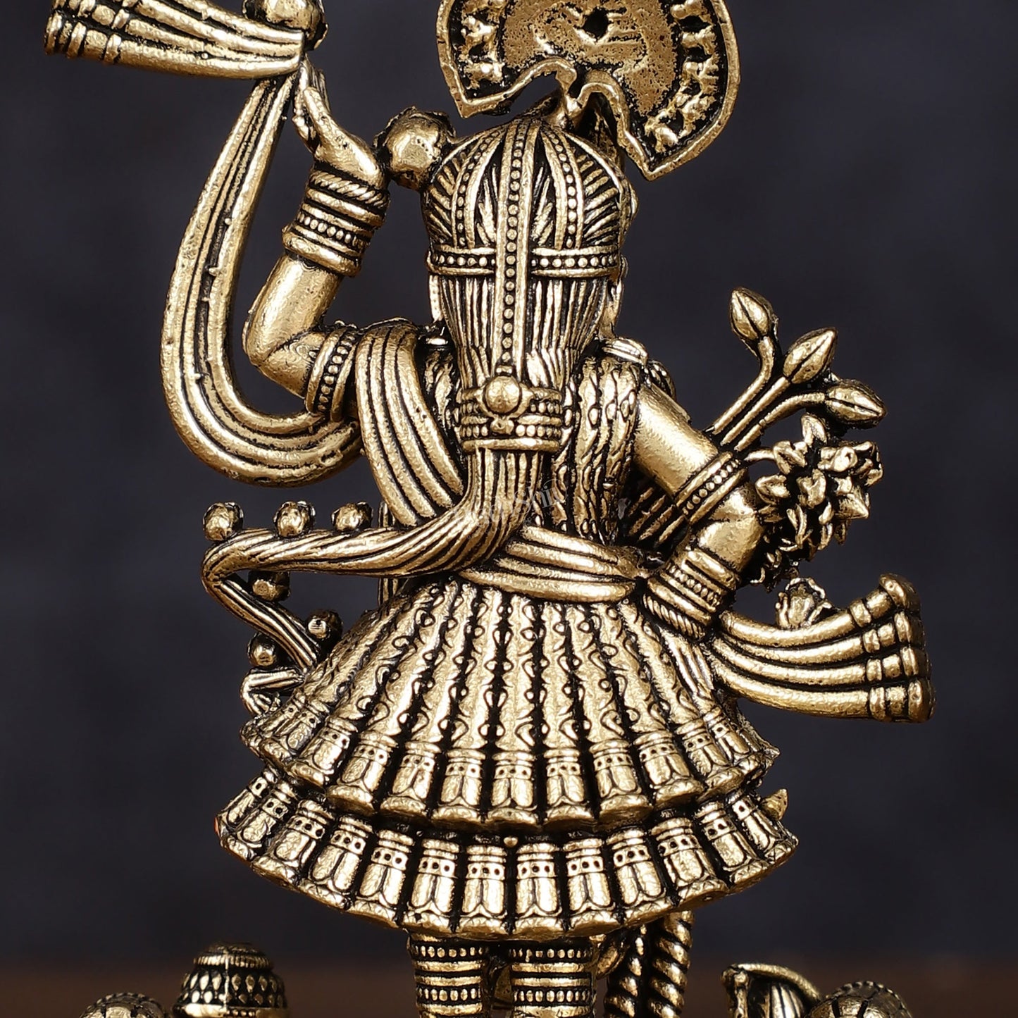 Pure Brass Intricately Carved Shreenath Ji Idol 4" - Budhshiv.com