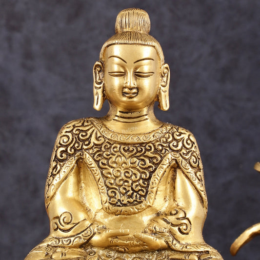 Pure Brass Japanese Meditation Buddha - 8" Height - Budhshiv.com