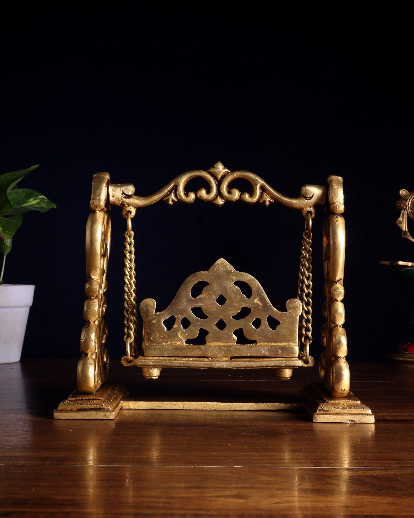 Pure Brass Jhoola Swing for God Idols 7.5 inch - Budhshiv.com