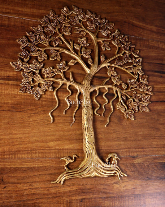 Pure Brass Kalpavriksha Tree Wall Hanging – 21 Inch - Budhshiv.com