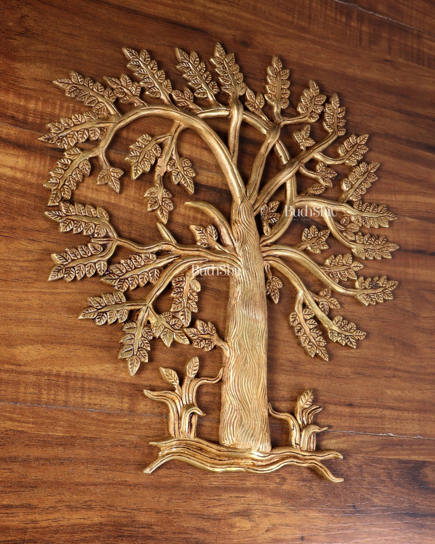 Pure Brass Kalpavriksha Tree Wall Hanging – 35 cm (14 inch - Budhshiv.com